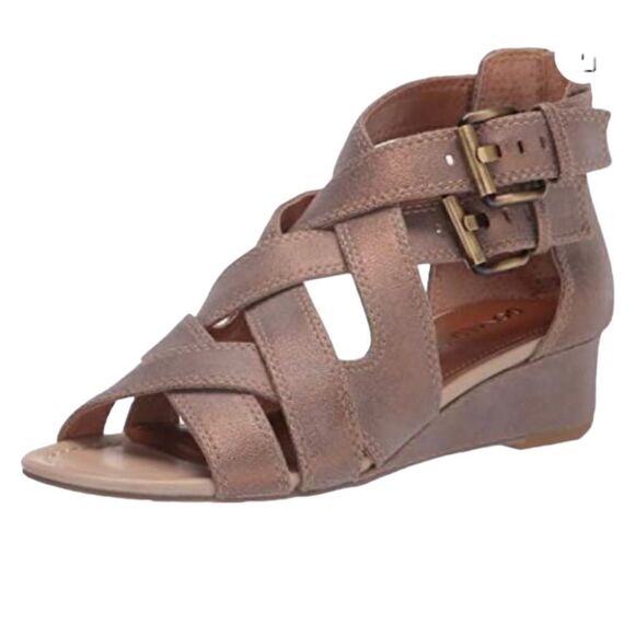 Donald Pliner Valencia Buckle Detail Woven Cage Wedge Sandal Kidskin Leather New - Picture 1 of 16